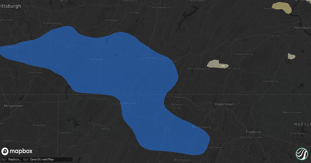 Hail map in Clearville, PA on June 6, 2026