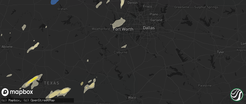 Hail map in Cleburne, TX on June 6, 2026
