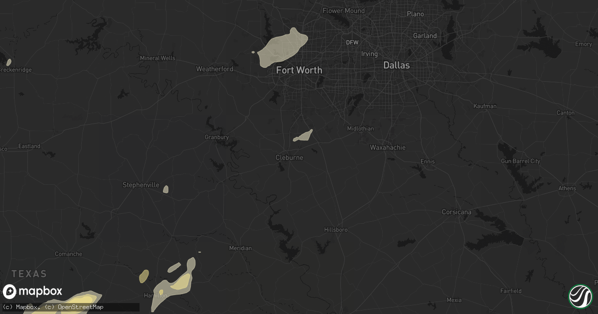 Hail map in Cleburne, TX on June 6, 2026
