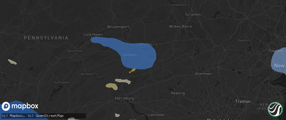 Hail map in Coal Township, PA on June 6, 2026