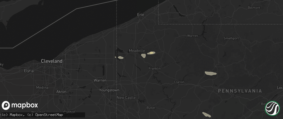 Hail map in Cochranton, PA on June 6, 2026
