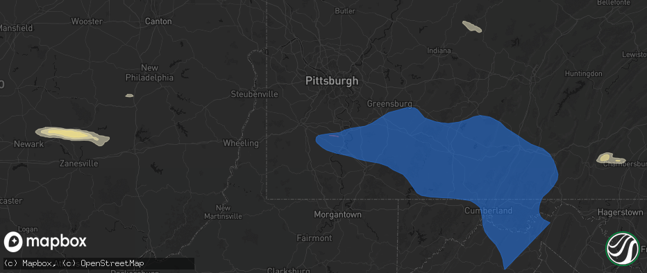 Hail map in Cokeburg, PA on June 6, 2026
