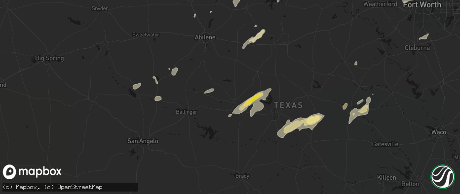 Hail map in Coleman, TX on June 6, 2026