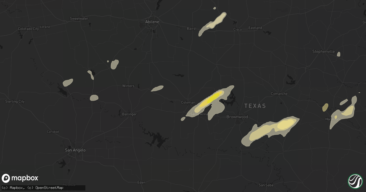 Hail map in Coleman, TX on June 6, 2026