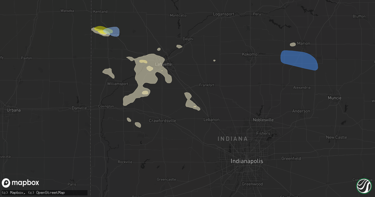Hail map in Colfax, IN on June 6, 2026