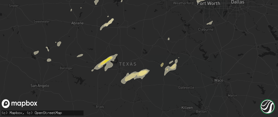 Hail map in Comanche, TX on June 6, 2026