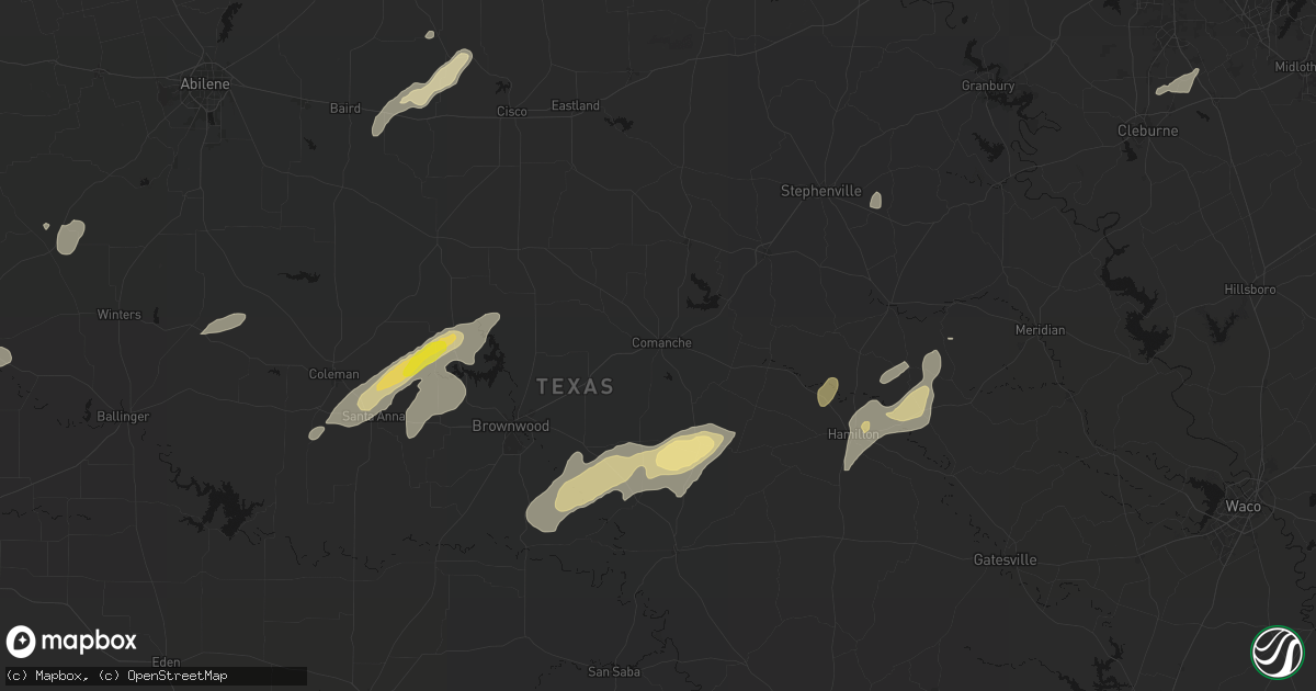 Hail map in Comanche, TX on June 6, 2026
