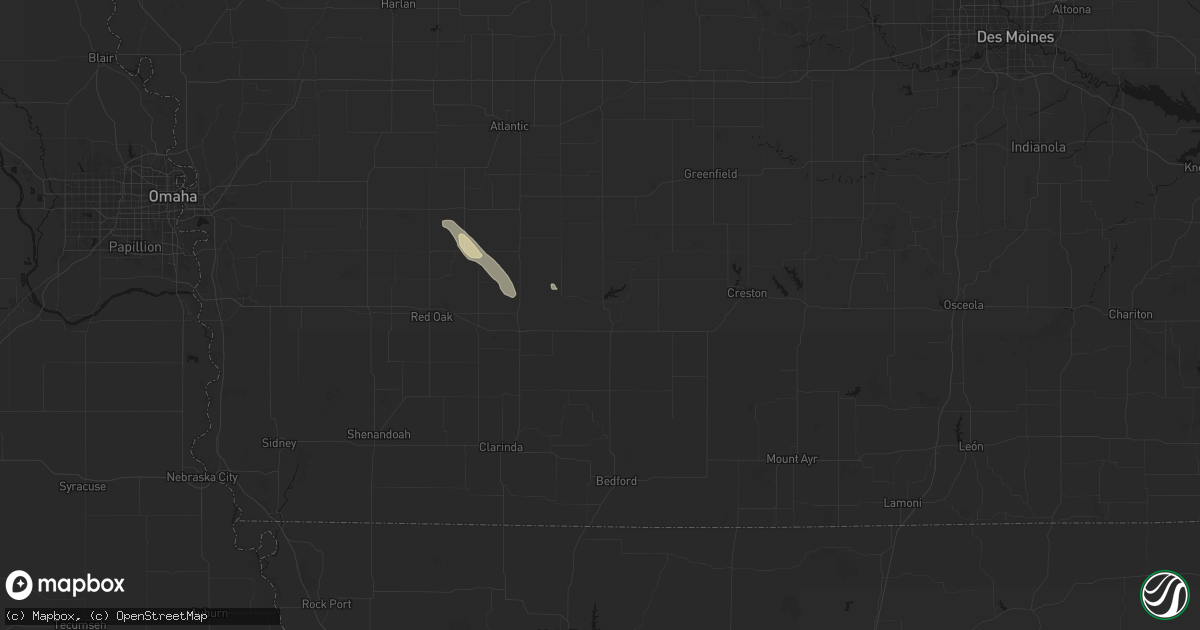 Hail map in Corning, IA on June 6, 2026