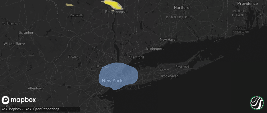 Hail map in Cos Cob, CT on June 6, 2026