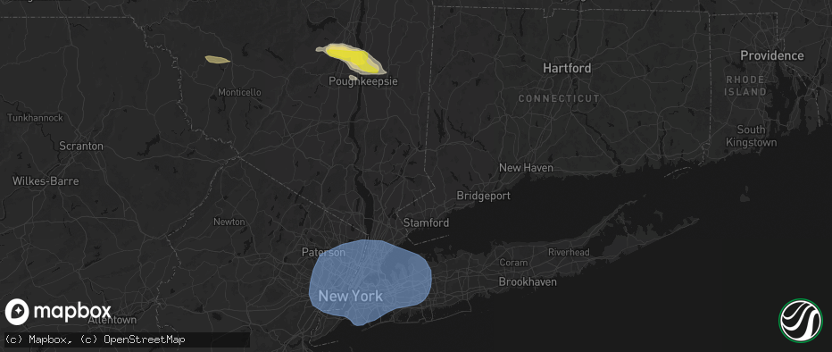 Hail map in Cross River, NY on June 6, 2026
