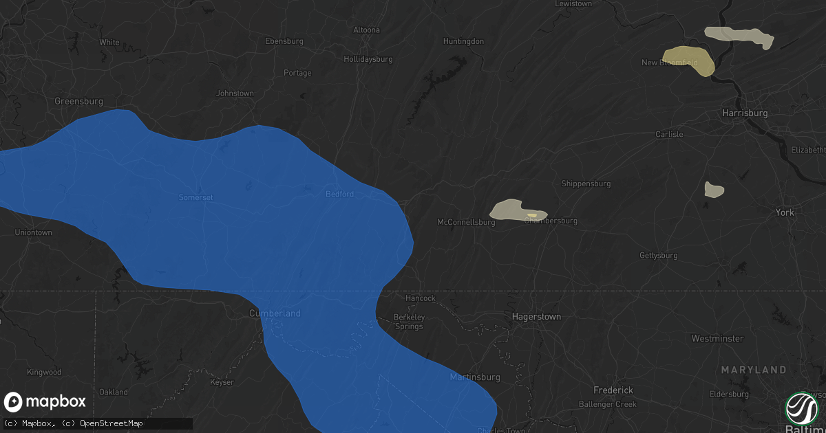 Hail map in Crystal Spring, PA on June 6, 2026