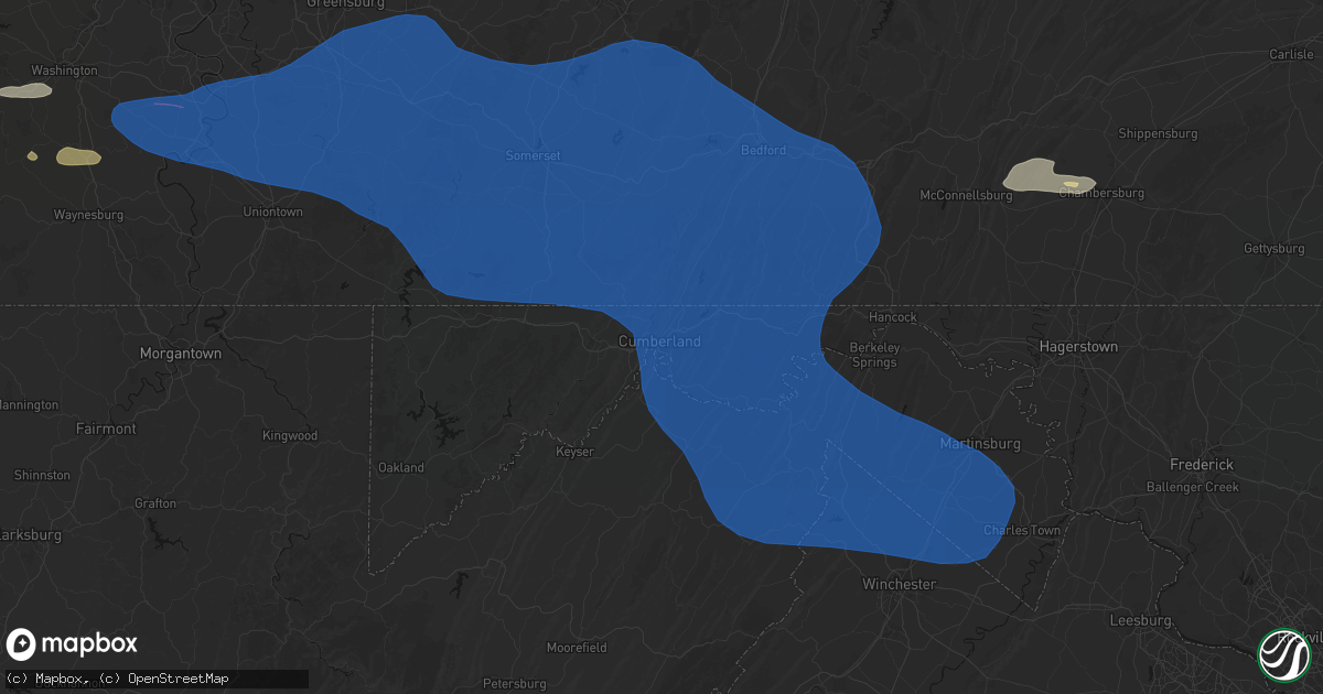 Hail map in Cumberland, MD on June 6, 2026