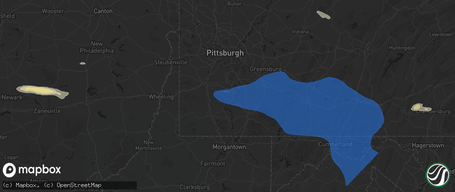 Hail map in Daisytown, PA on June 6, 2026