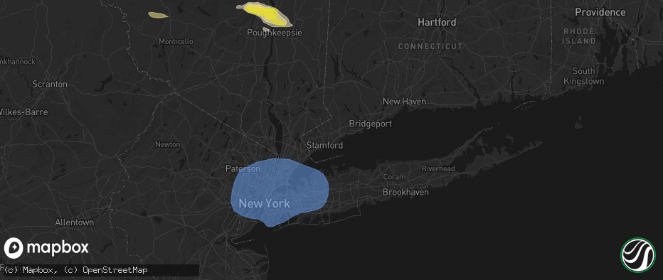 Hail map in Darien, CT on June 6, 2026