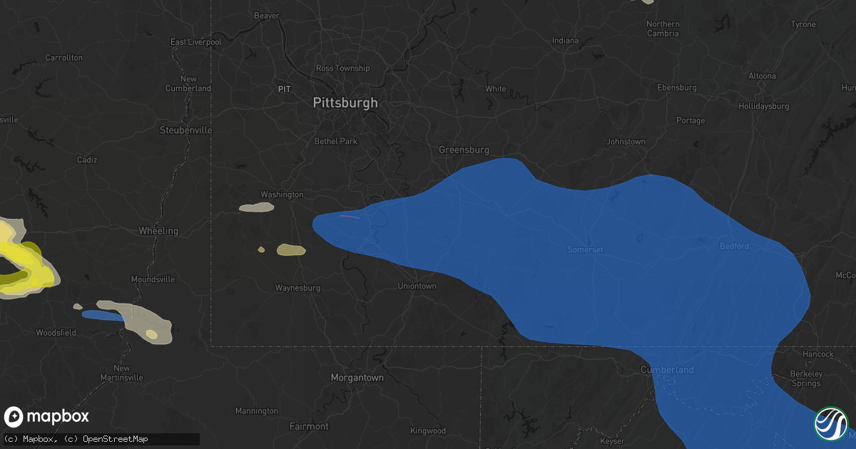 Hail map in Dawson, PA on June 6, 2026