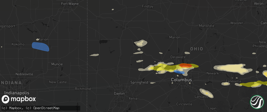 Hail map in De Graff, OH on June 6, 2026