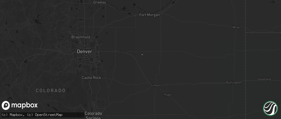 Hail map in Deer Trail, CO on June 6, 2026
