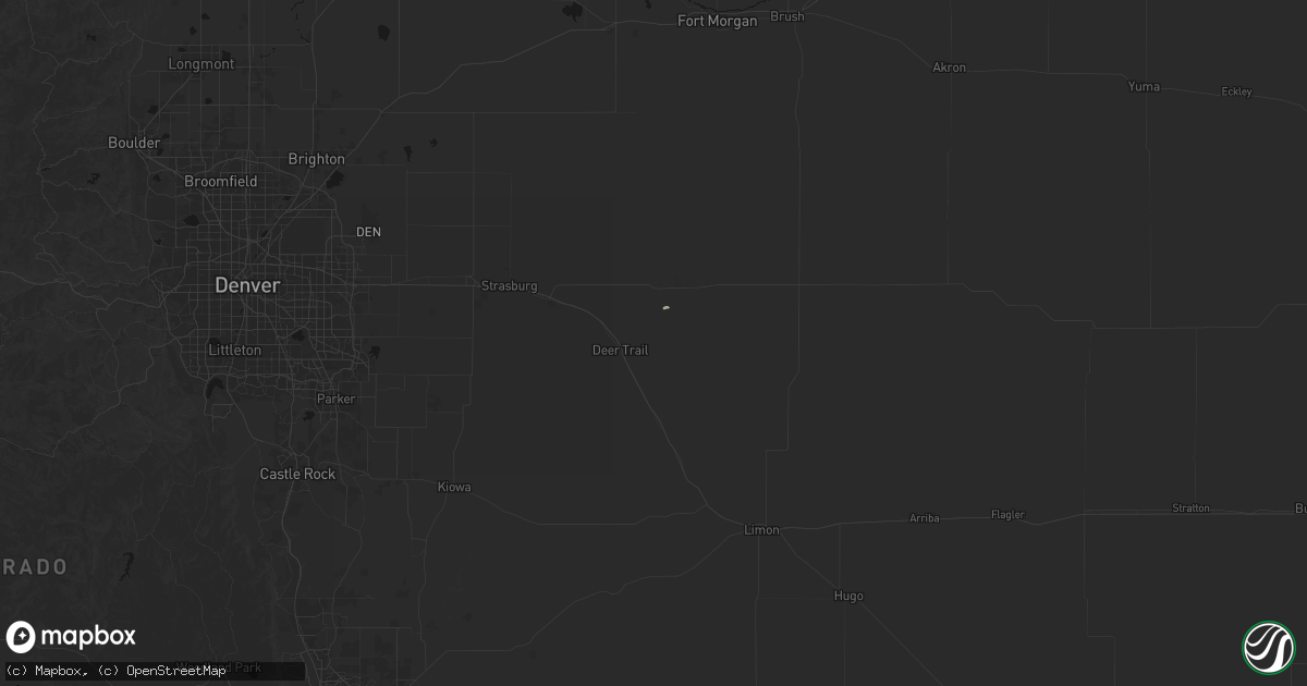 Hail map in Deer Trail, CO on June 6, 2026