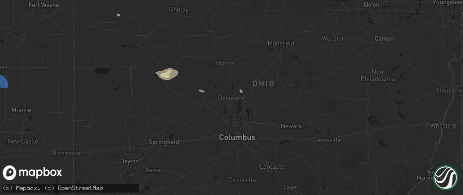 Hail map in Delaware, OH on June 6, 2026