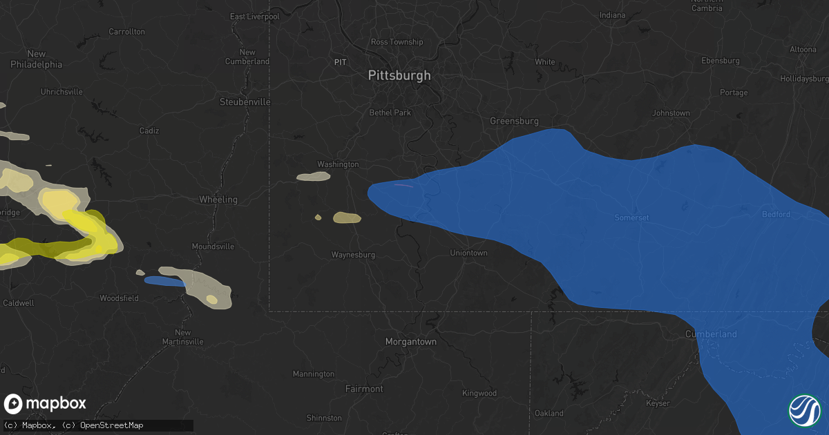 Hail map in Denbo, PA on June 6, 2026