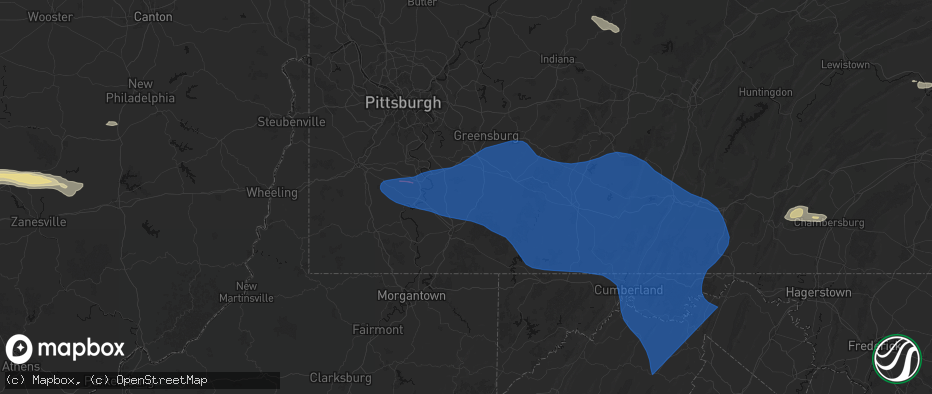 Hail map in Dickerson Run, PA on June 6, 2026