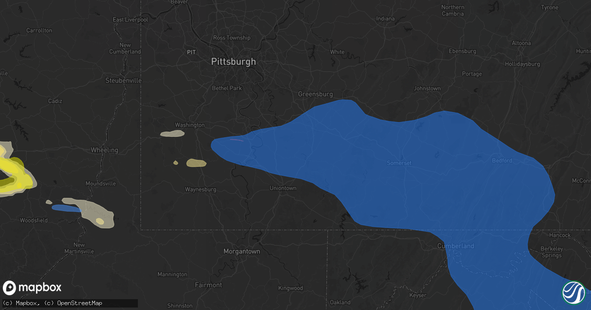 Hail map in Dickerson Run, PA on June 6, 2026
