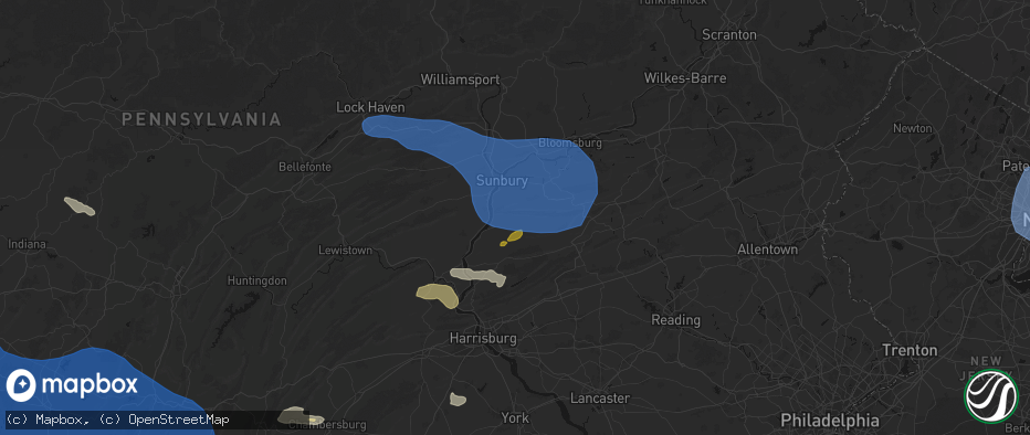Hail map in Dornsife, PA on June 6, 2026