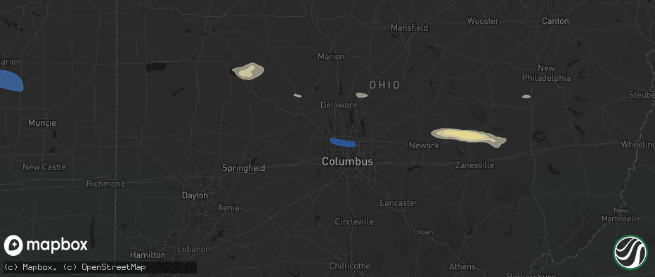 Hail map in Dublin, OH on June 6, 2026