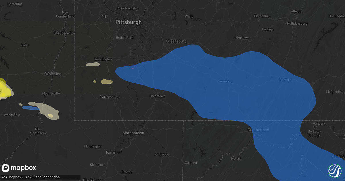 Hail map in Dunbar, PA on June 6, 2026