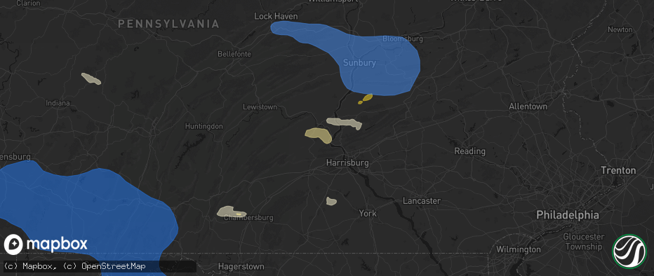 Hail map in Duncannon, PA on June 6, 2026