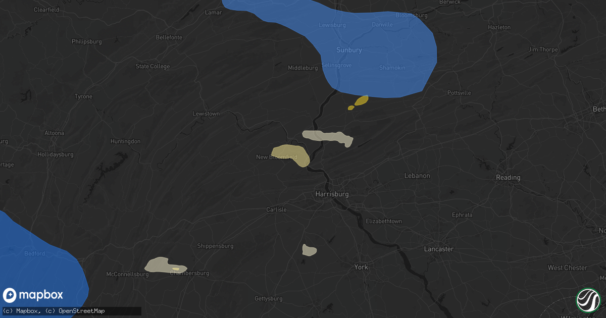 Hail map in Duncannon, PA on June 6, 2026