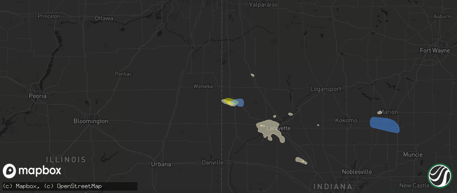 Hail map in Earl Park, IN on June 6, 2026