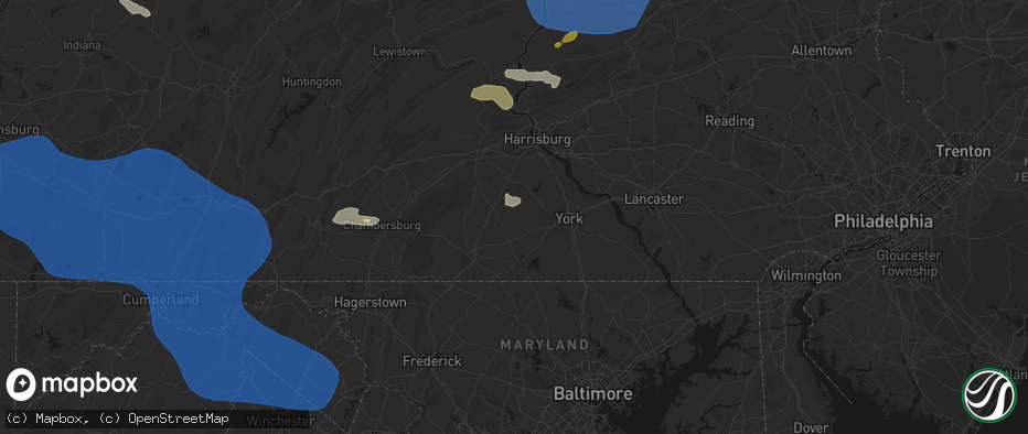 Hail map in East Berlin, PA on June 6, 2026