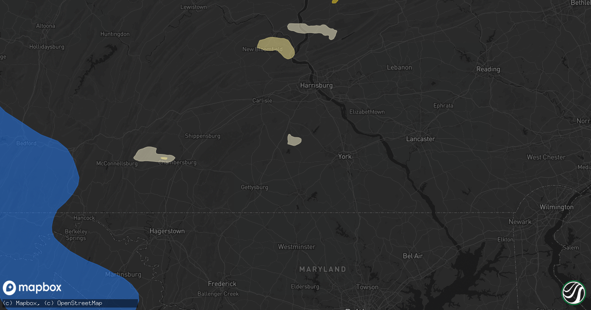 Hail map in East Berlin, PA on June 6, 2026