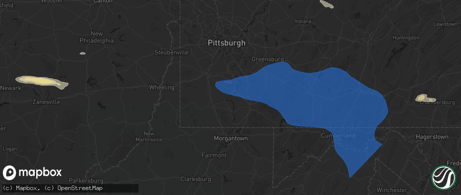 Hail map in East Millsboro, PA on June 6, 2026