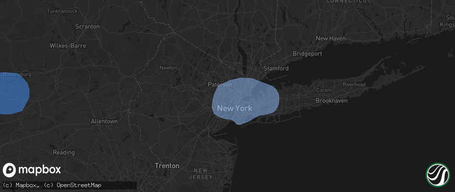 Hail map in East Rutherford, NJ on June 6, 2026