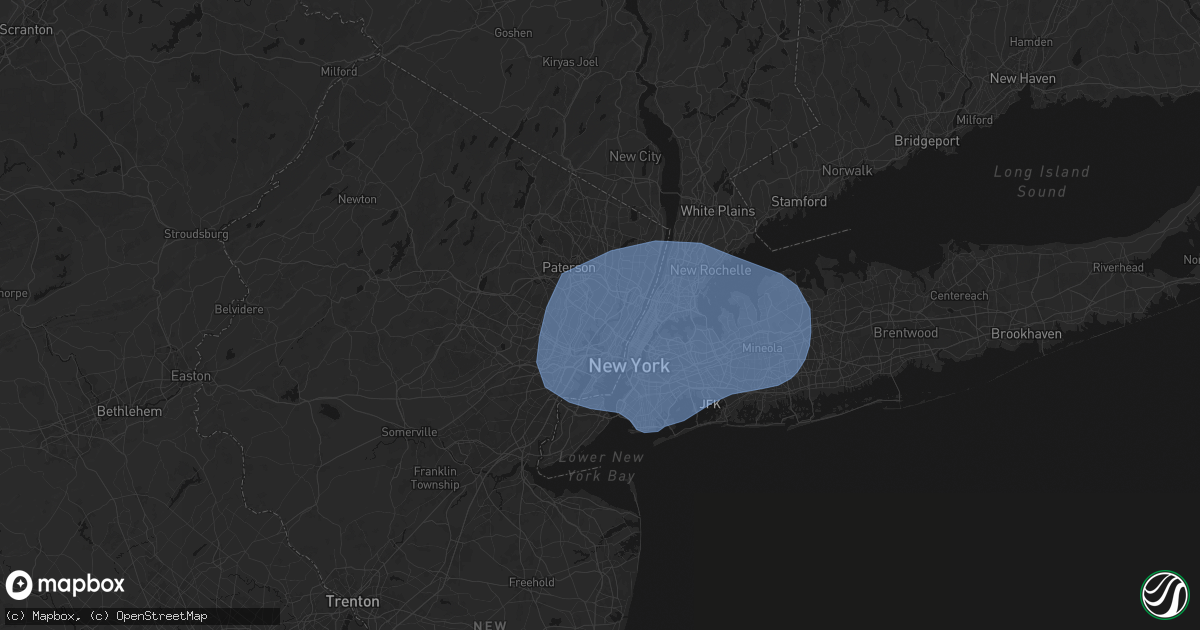 Hail map in East Rutherford, NJ on June 6, 2026