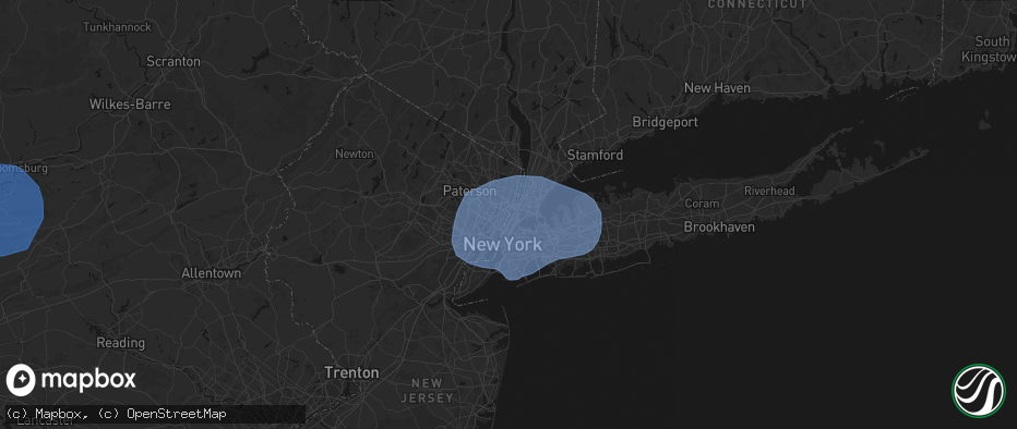 Hail map in Edgewater, NJ on June 6, 2026