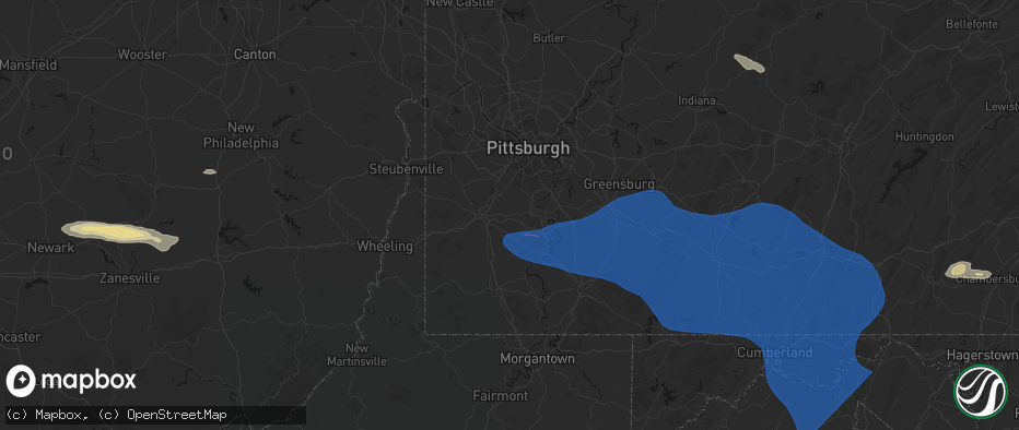 Hail map in Eighty Four, PA on June 6, 2026