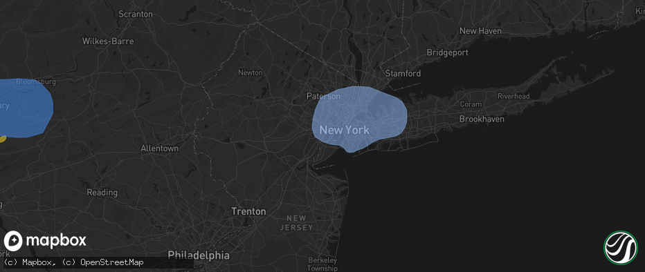 Hail map in Elizabeth, NJ on June 6, 2026