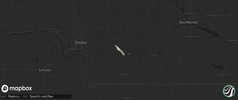 Hail map in Elliott, IA on June 6, 2026