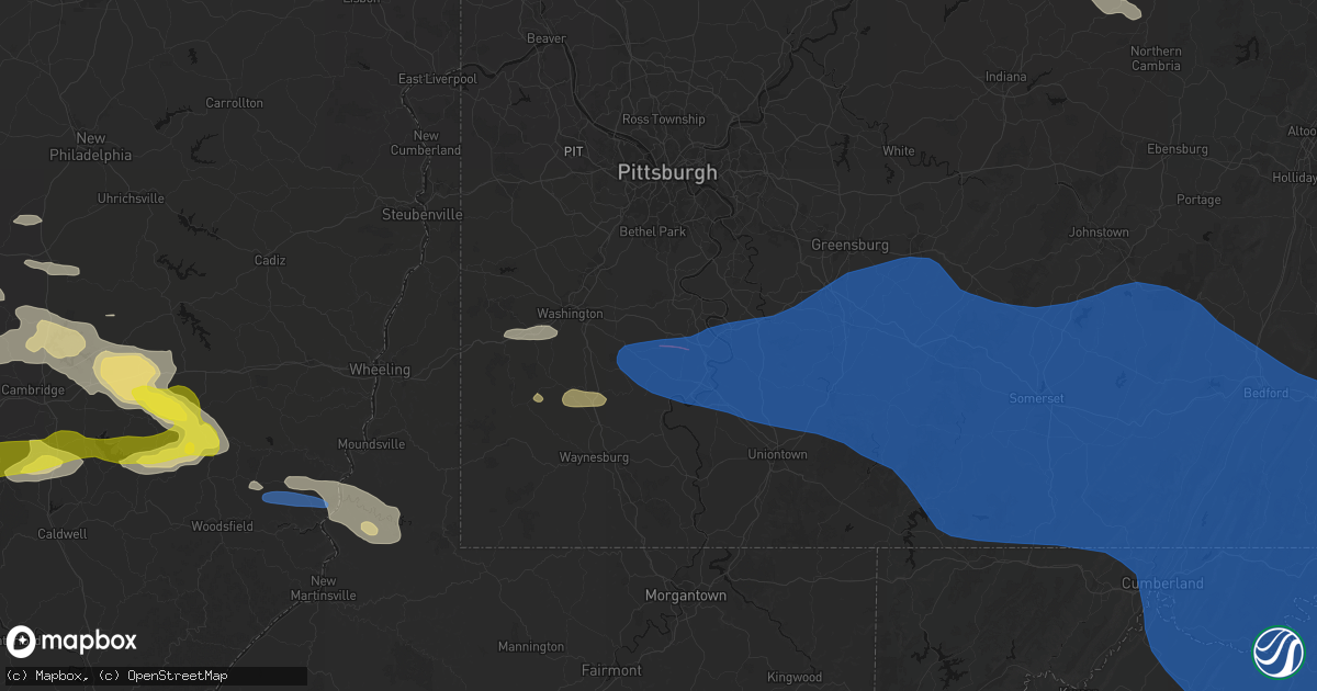 Hail map in Ellsworth, PA on June 6, 2026