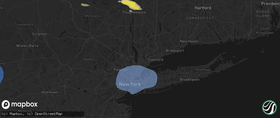 Hail map in Elmsford, NY on June 6, 2026