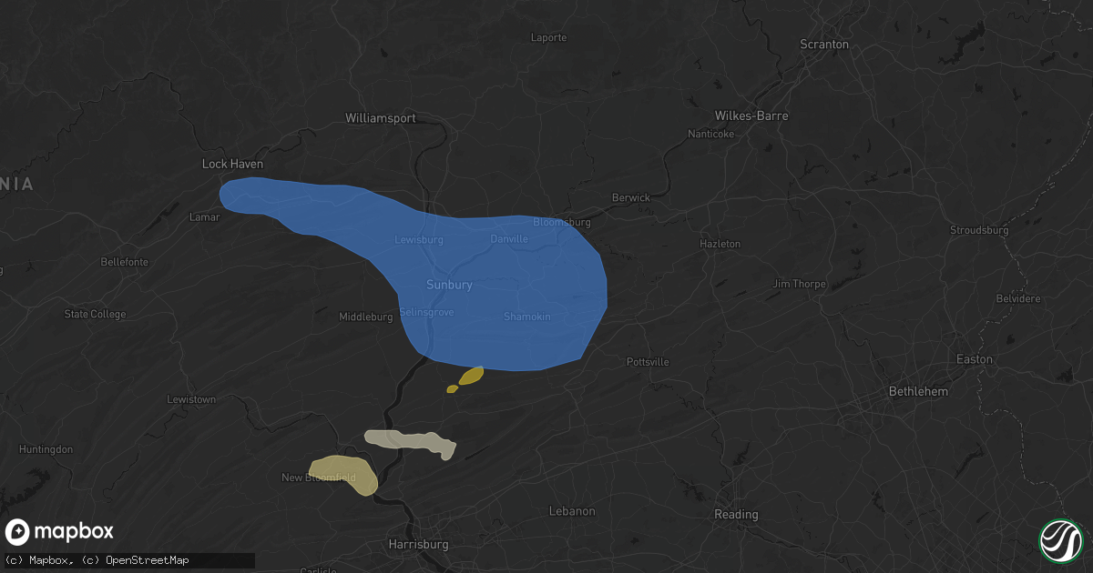 Hail map in Elysburg, PA on June 6, 2026