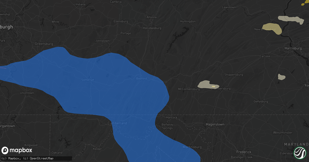 Hail map in Everett, PA on June 6, 2026
