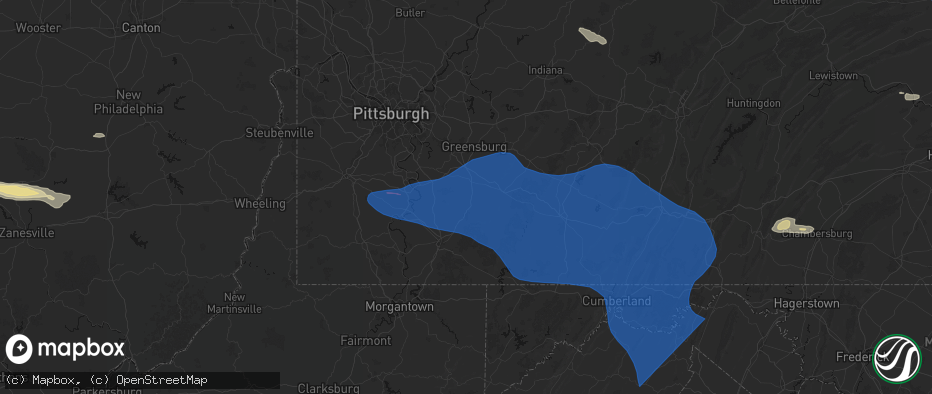 Hail map in Everson, PA on June 6, 2026