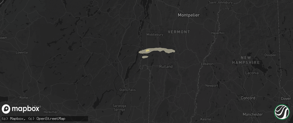 Hail map in Fair Haven, VT on June 6, 2026