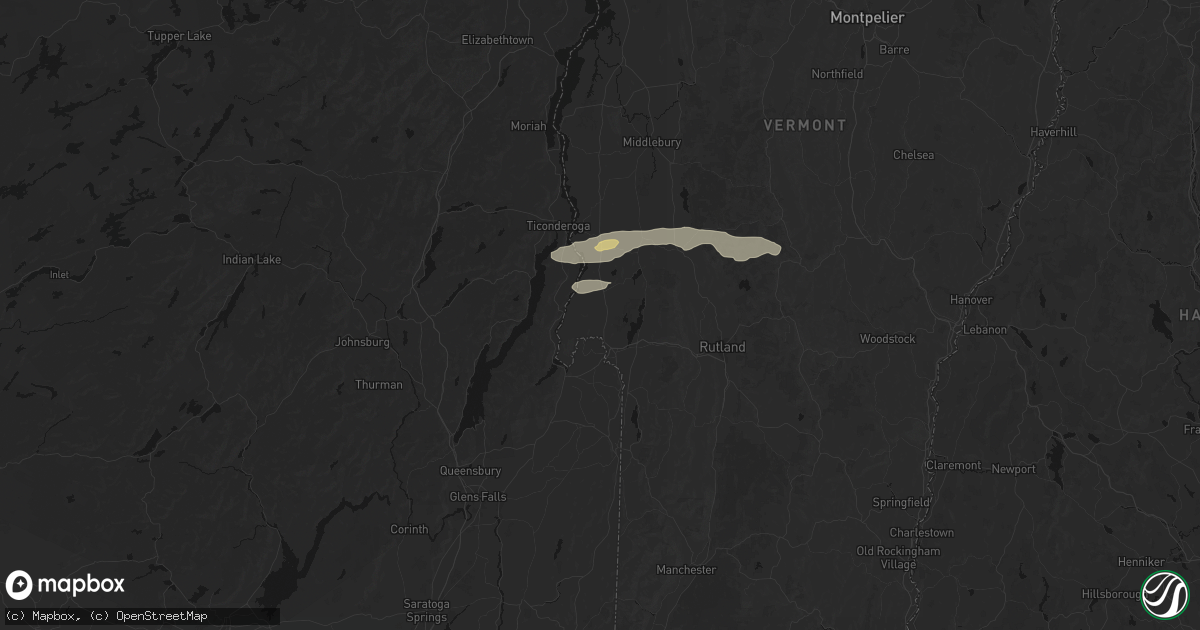Hail map in Fair Haven, VT on June 6, 2026