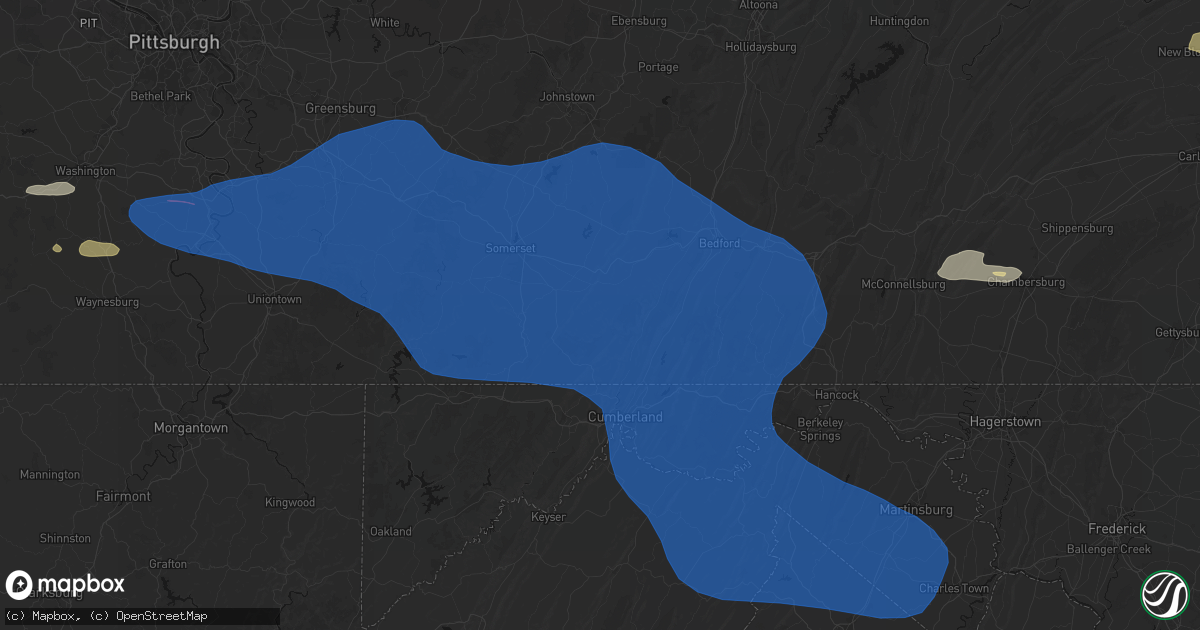 Hail map in Fairhope, PA on June 6, 2026
