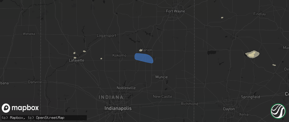 Hail map in Fairmount, IN on June 6, 2026